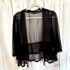 Urban Outfitters Black Mesh Open Knit Cardigan - Size Large